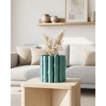 Modern Parlak Yeşil Vazo Dekoratif Şık Tasarım Salon Ofis Kullanım