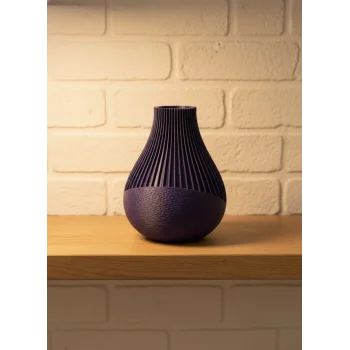 Mor Çizgili Dekoratif Vazo 11 cm Modern Tasarım Aksesuar