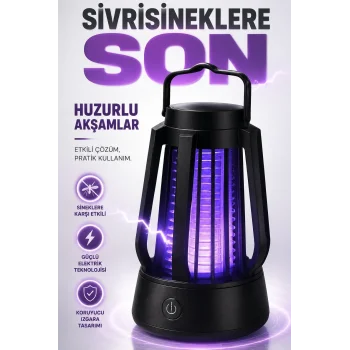 Mor Işıklı Taşınabilir Sineksavar Lamba Tek Tuşlu Koruyucu Gövdeli Kullanışlı Cihaz