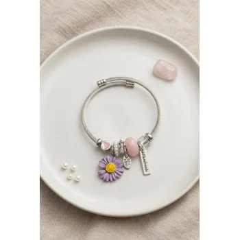 Mor Papatya Charmlı Bileklik