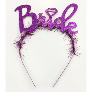 Mor Renk Bekarlığa Veda İtalik Yazı Alyanslı Bride Taç (5047)