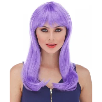 Mor Renk Uzun Düz Parti Peruğu (5047)