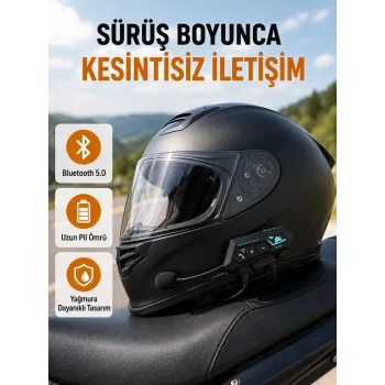 Motosiklet Kask Kulaklığı Bluetooth 5.0 Gürültü Önleme ve Hızlı Bağlantı Yeni Nesil