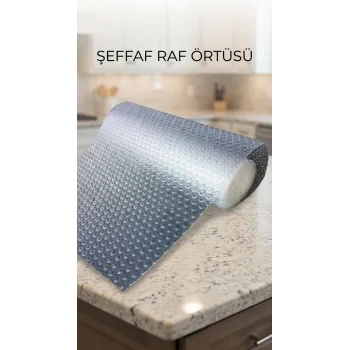 Mutfak Dolap İçi Kaydırmaz Şeffaf Raflık Örtüsü 45x300 Cm Pvc Koruyucu