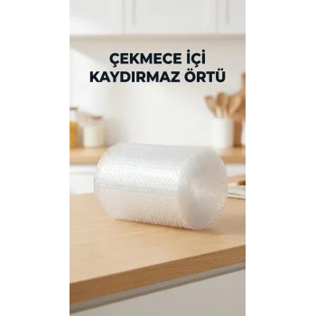Mutfak Şeffaf Kaydırmaz Pvc Raf Örtüsü 45x300 Cm Dolap İçi Koruyucu