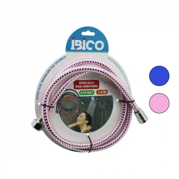 NİKELAJLI RENKLİ PLASTİK DUŞ HORTUMU ANTİ TWİST=DOLANMAZ-KIVRILMAZ-KOPMAZ 1.5MTKARTELALI (5047)