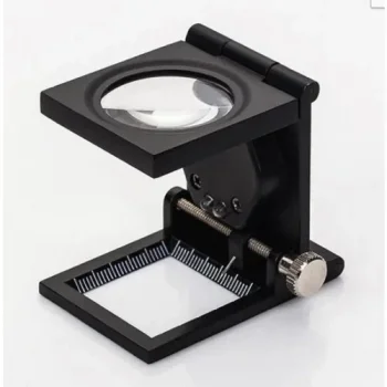 Nikula28x28 Mm Katlanır Sayaçlı Metal Lüp, 2 LED Işıklı Büyüteç Tekstil Th9005A
