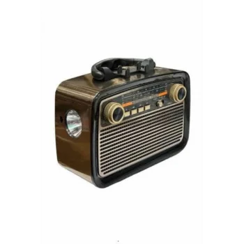 Nostalji Radyo Bluetooth Hoparlör USB-SD Kart Giriş Led Fener Işıklı Bataryalı Pilli