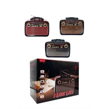 Nostaljik Görünümlü Ahşap Radyo TF SD USB Girişli Led Fener Işıklı