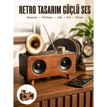 Nostaljik Görünümlü Bluetooth Bağlantılı Speaker