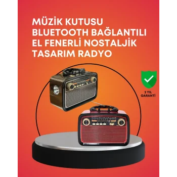 Nostaljik Radyo Görünümlü Bluetooth Hoparlör – FM/AM Yayın, Kablosuz Bağlantı, Şarj Edilebilir