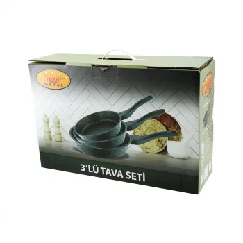 NUR IŞIKLAR METAL 3PCS DÖKÜM TAVA SETİ 20-24-28CM (5047)