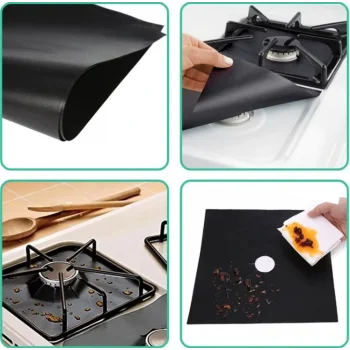 Ocak Koruyucu Folyo Yanmaz Yapışmaz 4'lü Set SiYAH (5047)