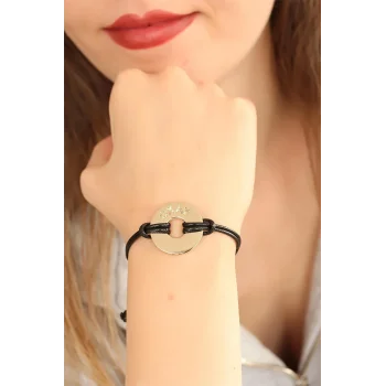 OKAY (İyi) Siyah Deri İpli Unisex Mood Bileklik