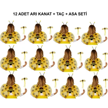 Okul Gösterileri için 12'li Arı Kanadı Seti - Etkinlik Kanatları (5047)