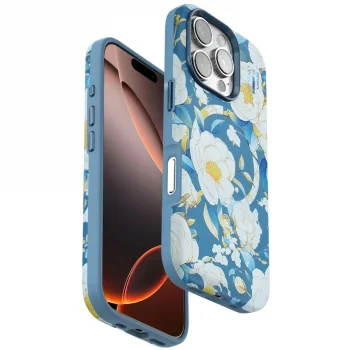 Onegif  İphone 16 Pro Flower Series Magsafe Kapak - Mavi
