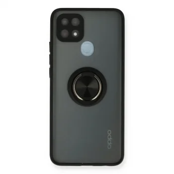 Oppo A15 Kılıf Montreal Yüzüklü Silikon Kapak - Siyah