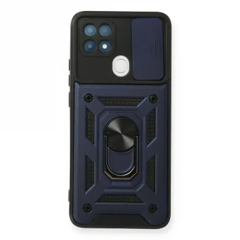 Oppo A15 Kılıf Pars Lens Yüzüklü Silikon - Lacivert