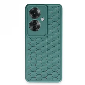 Oppo Reno 11f Kılıf Petek Silikon Kapak - Koyu Yeşil