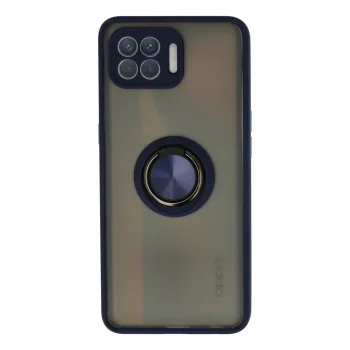 Oppo Reno 4 Lite Kılıf Montreal Yüzüklü Silikon Kapak - Lacivert