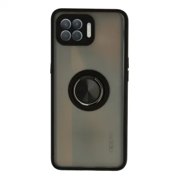 Oppo Reno 4 Lite Kılıf Montreal Yüzüklü Silikon Kapak - Siyah