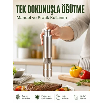 Orta Boy Kararbiber ve Tuz Öğütücü – Kolay Kullanım, Şık Tasarım Yeni Nesil