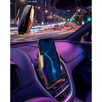 Otomatik Sensörlü Araç Telefon Tutucu Kablosuz Şarj Özellikli 360 Derece Döner