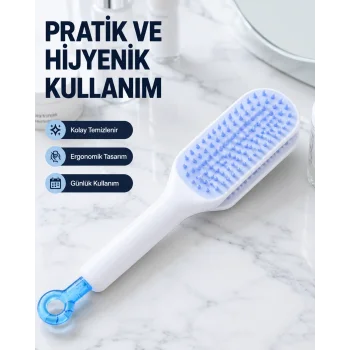 Otomatik Temizlemeli Saç Fırçası – Ergonomik Tasarım, Masaj Etkili, Elektriklenmeyi Önleyici