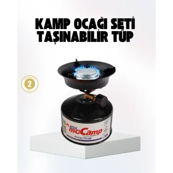 Outdoor Kamp Ocağı Gazlı Taşınabilir Pişirme Seti Üç Ayaklı Denge Aparatlı