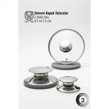 Paloma Serisi 2’li Paslanmaz Çelik Lüks Tencere Kapağı Tutucu Seti - 4.5- 5.5 cm Universal