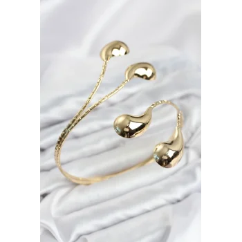 Pazu Bileklik Gold Renk Pirinç Damla Model
