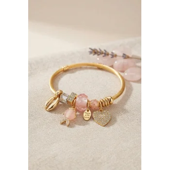 Pembe Balık Model Gold Renk Charmlı Bileklik