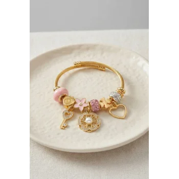 Pembe Charmlı Model Kadın Bileklik