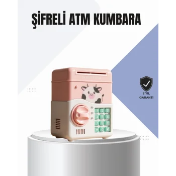Pembe Elektronik Şifreli Otomatik Para Çeken ATM Kumbarası