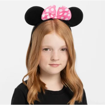 Pembe Fiyonklu Minnie Mouse Tacı Mini Kulak (5047)