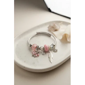 Pembe Kelebek Charmlı Bileklik