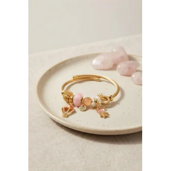 Pembe Uçan Model Charmlı Gold Renk Bileklik