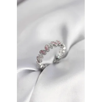 Pembe Zirkon Taşlı Kelebek Model Kadın Yüzük