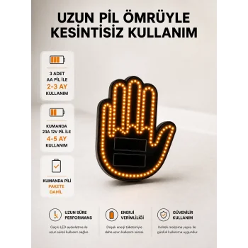 Pilli Led Işık Araç Camı İçin Uzaktan Kumandalı El Simgesi