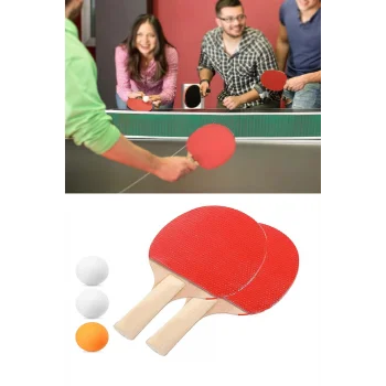 Ping Pong Masa Tenisi Seti Tenis Raketi Seti 2 Raket + 3 Ping Pong Topu  Spor Aksesuarları