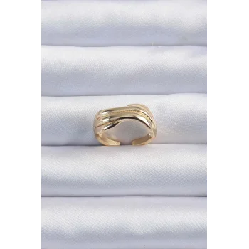 Pirinç Altın Renk Kıvrımlı Ayarlanabilir Yüzük