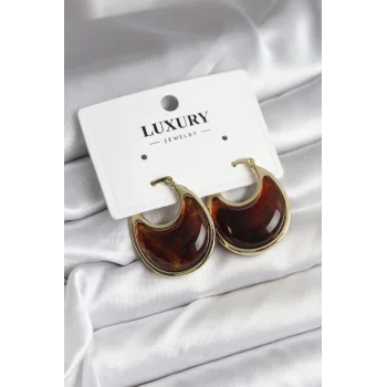 Pirinç Gold Kahverengi Renk Vintage Kadın Küpe