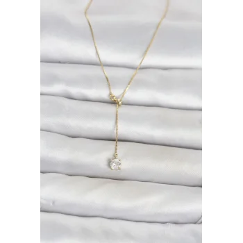 Pirinç Gold Renk Asansörlü Model Kadın Kolye