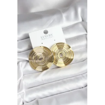 Pirinç Gold Renk Circle Model Kadın Küpe