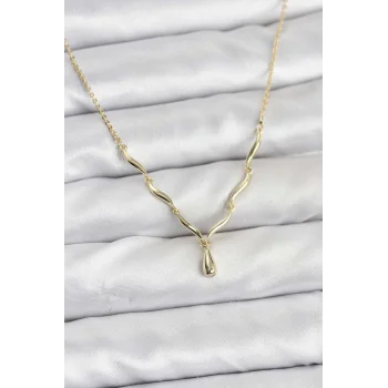 Pirinç Gold Renk Damla Model Kadın Kolye
