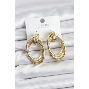 Pirinç Gold Renk Damla Model Vintage Kadın Küpe