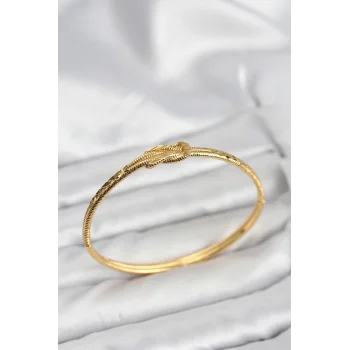 Pirinç Gold Renk Düğüm Model Kadın Kelepçe Bileklik
