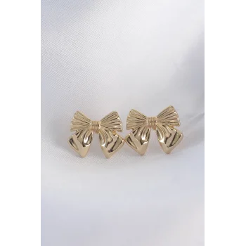 Pirinç Gold Renk Fiyonk Küpe