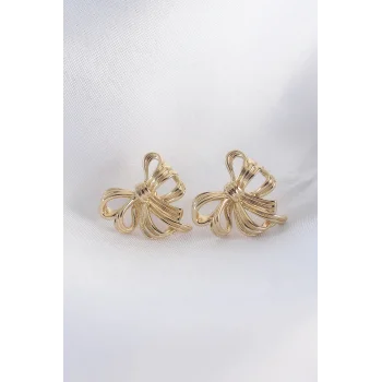 Pirinç Gold Renk Fiyonk Küpe