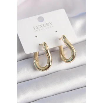 Pirinç Gold Renk Halka Model Kadın Küpe